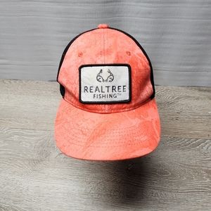 Ladies Realtree Fishing Hat With Ponytail Coral/Black
